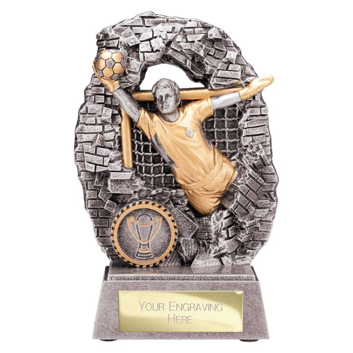 BLAST OUT FOOTBALL GOALKEEPER RESIN TROPHY - 16CM